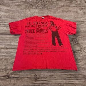Delta Pro Weight Men’s Red Chuck Norris Short Sleeve T-Shirt Size Large
